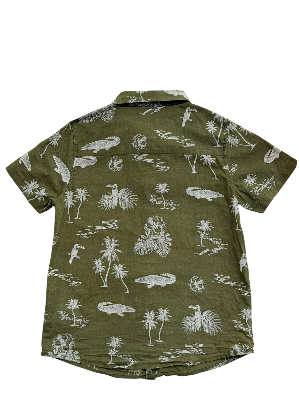 Cămașă copii BESTies, verde cu imprimeu tropical