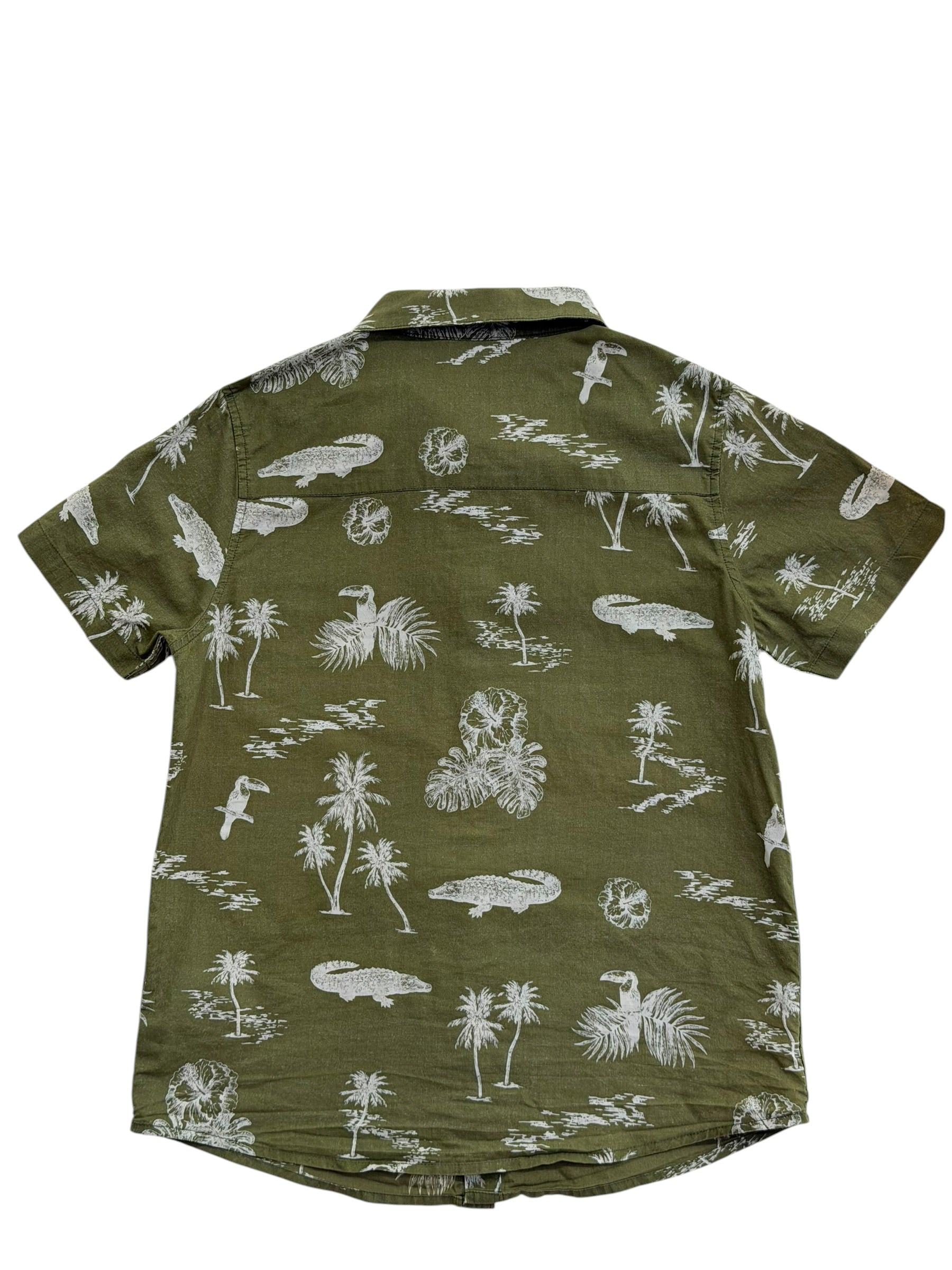 Cămașă copii BESTies, verde cu imprimeu tropical