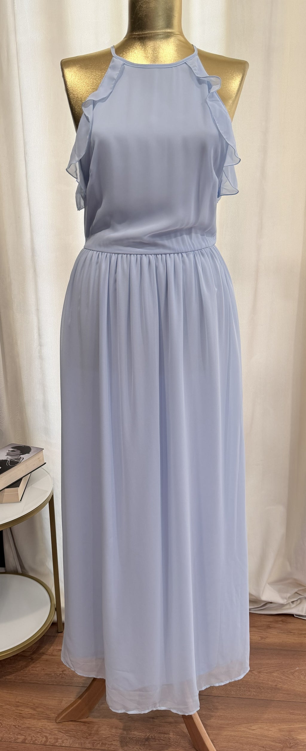 Rochie lungă elegantă H&M, bleu pastel, voal