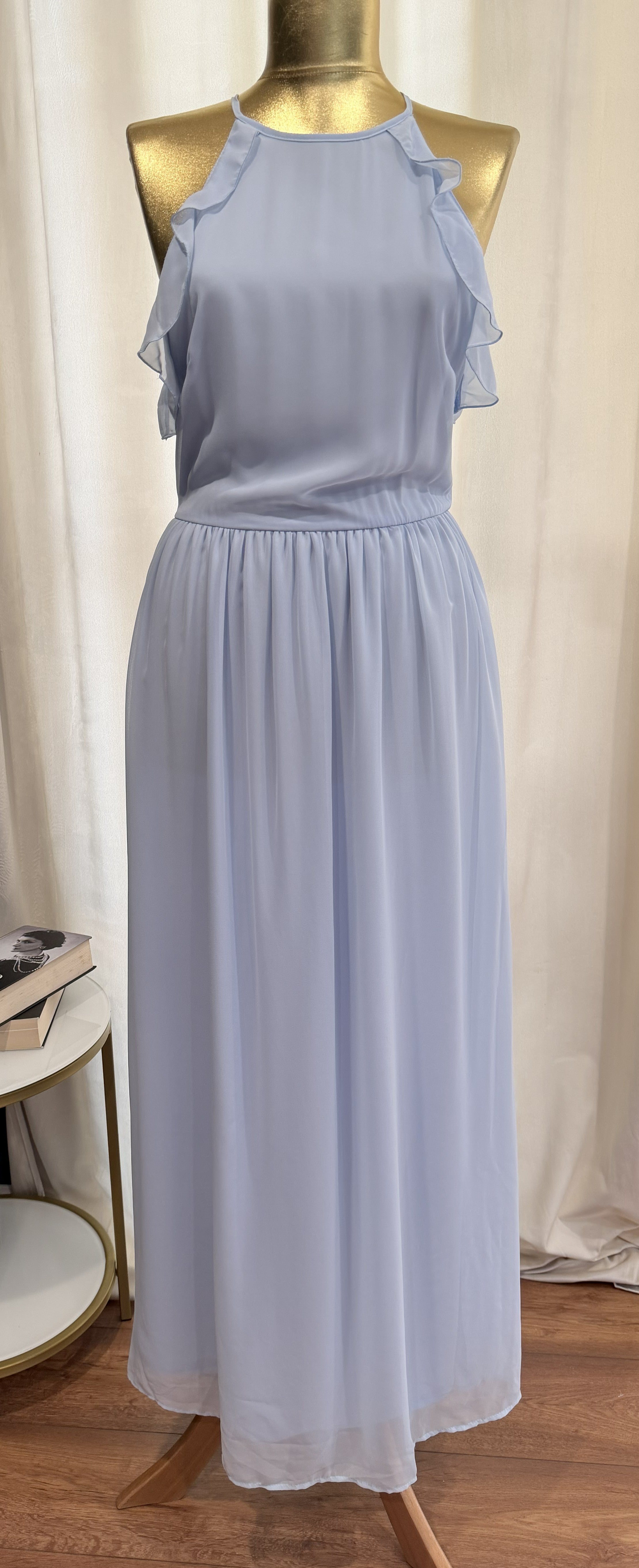 Rochie lungă elegantă H&M, bleu pastel, voal