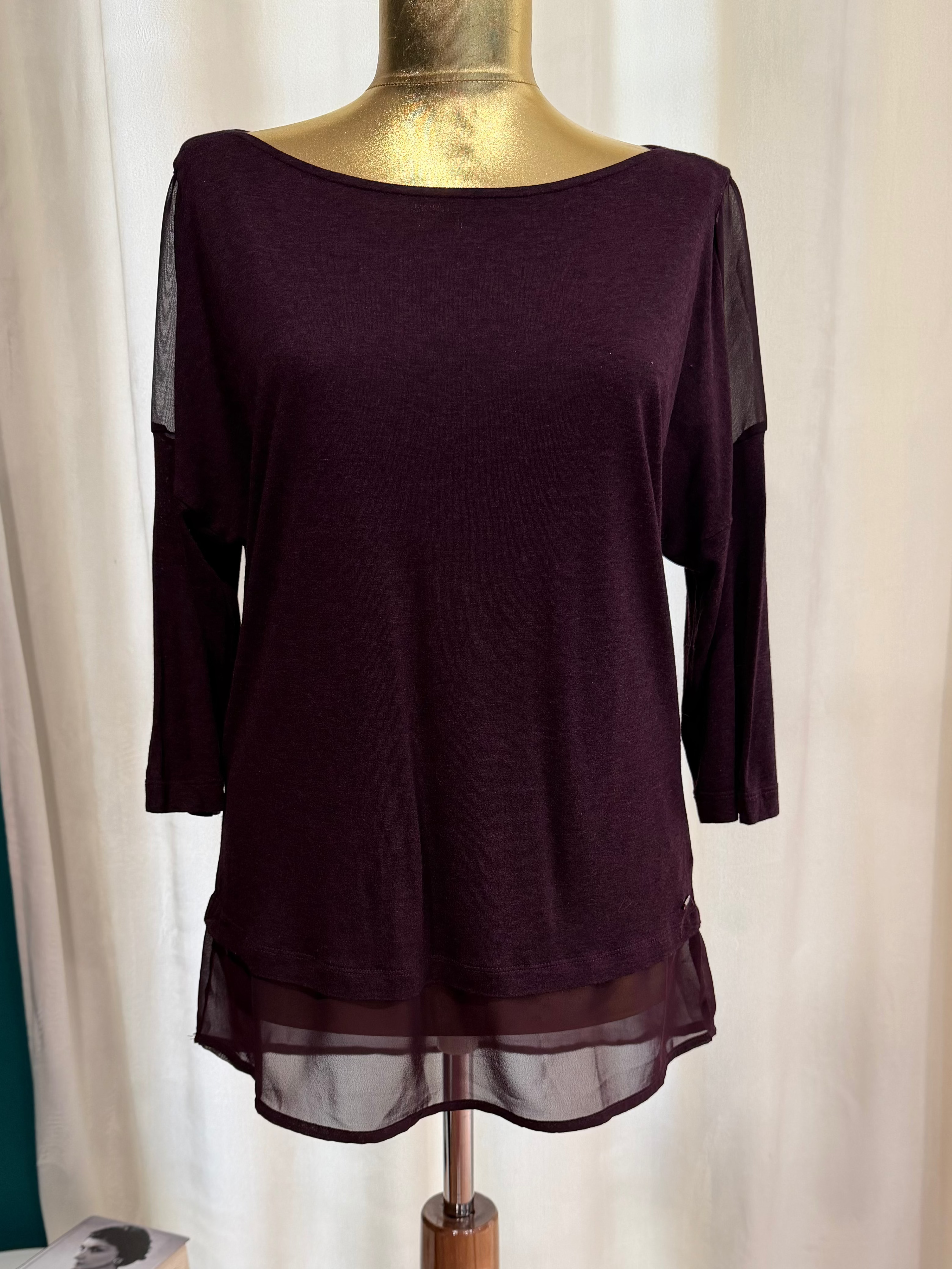 Top Tommy Hilfiger bordo cu inserții transparente