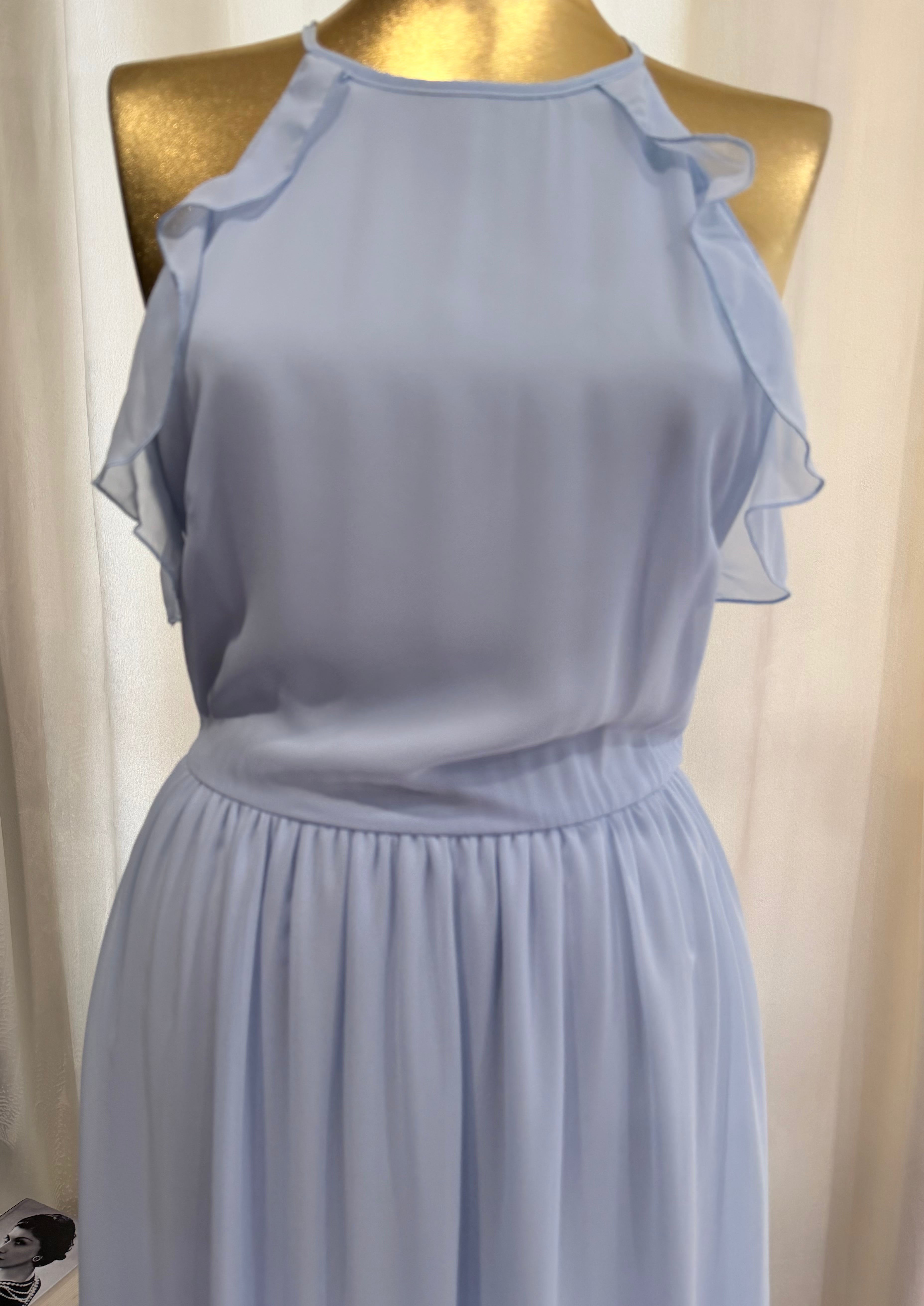 Rochie lungă elegantă H&M, bleu pastel, voal