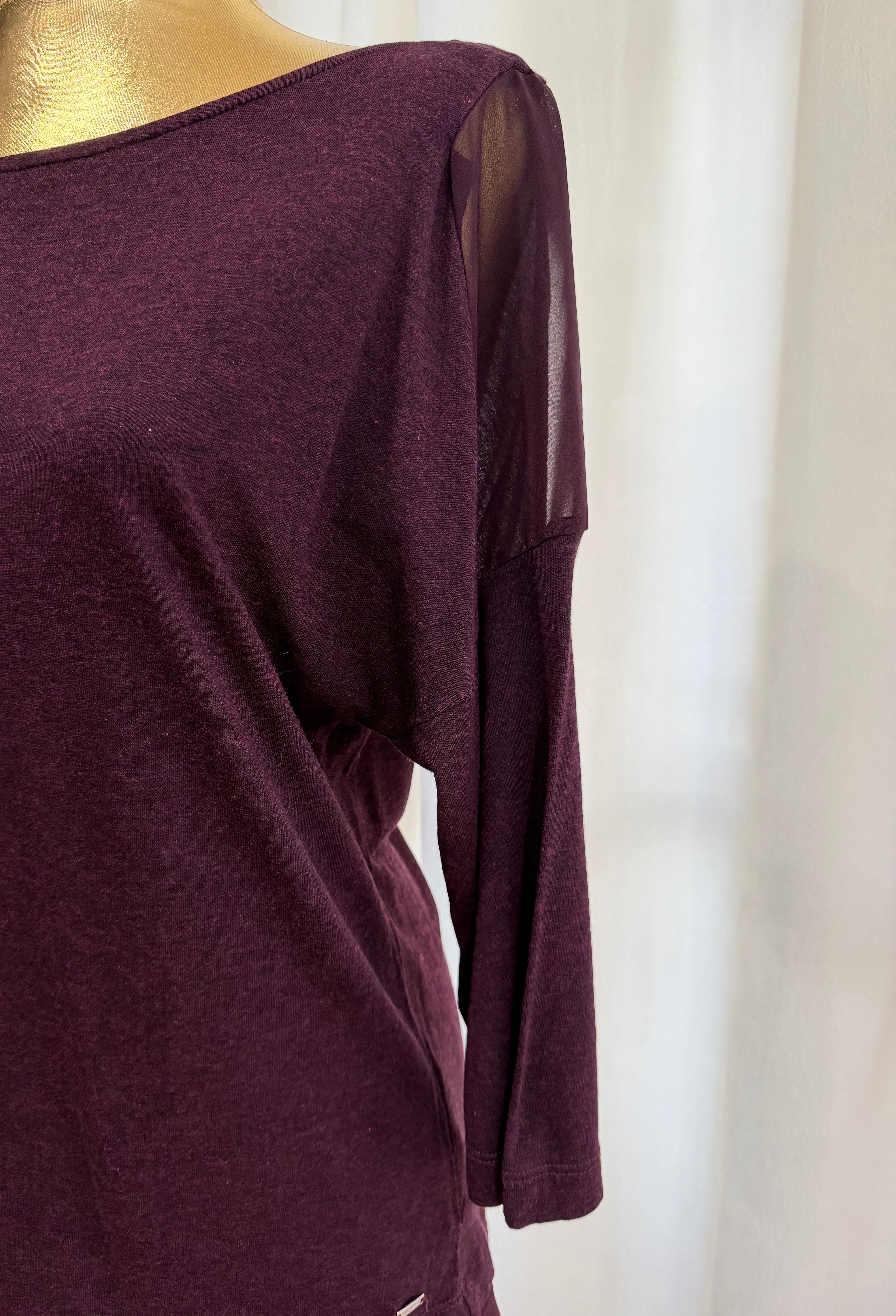 Top Tommy Hilfiger bordo cu inserții transparente